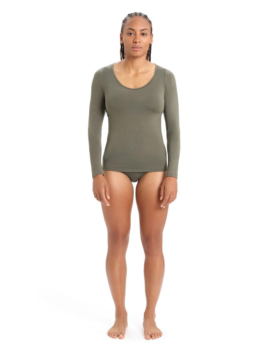 Women's Icebreaker Merino Siren Long Sleeve Sweetheart Top Underwear Loden | CA 1259TCEV